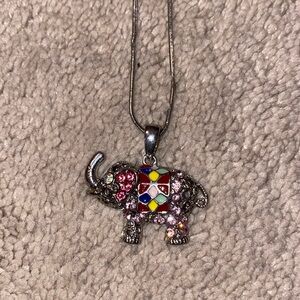 Rhinestone elephant necklace